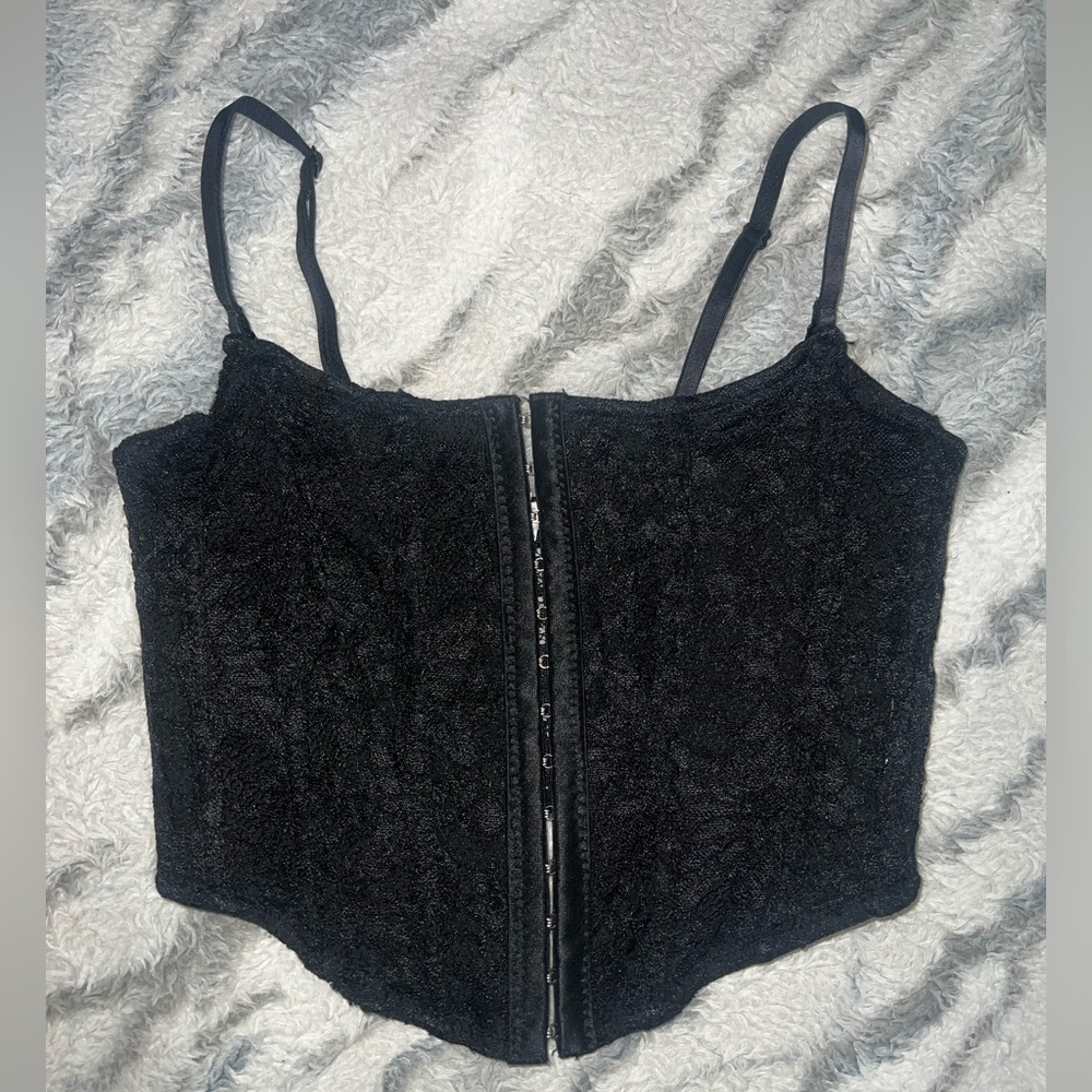 Garage corset top with lace and straps